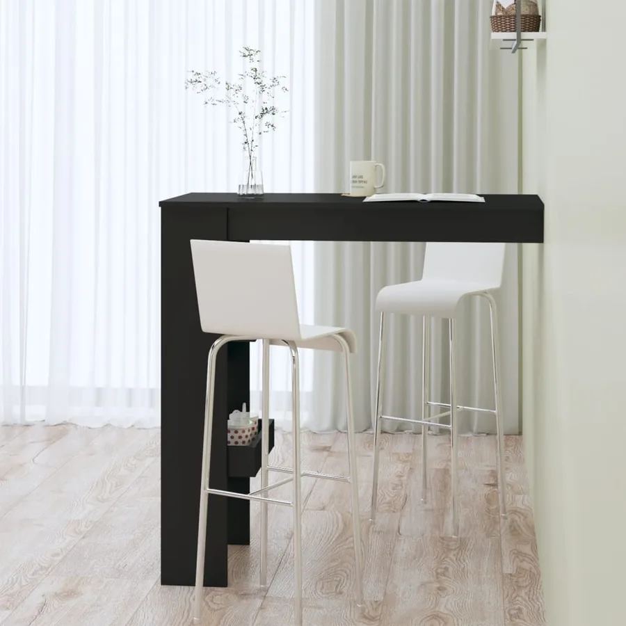 Table de bar murale Noir 102x45x103,5 cm Bois d'ingénierie - 6