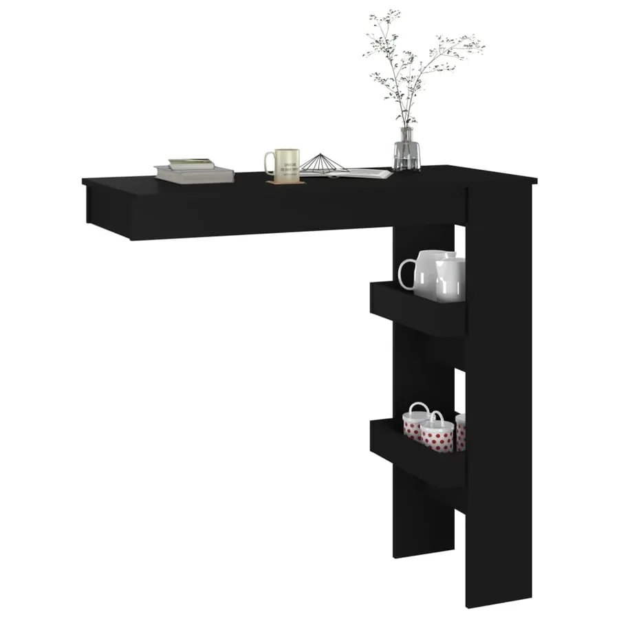 Table de bar murale Noir 102x45x103,5 cm Bois d'ingénierie - 7
