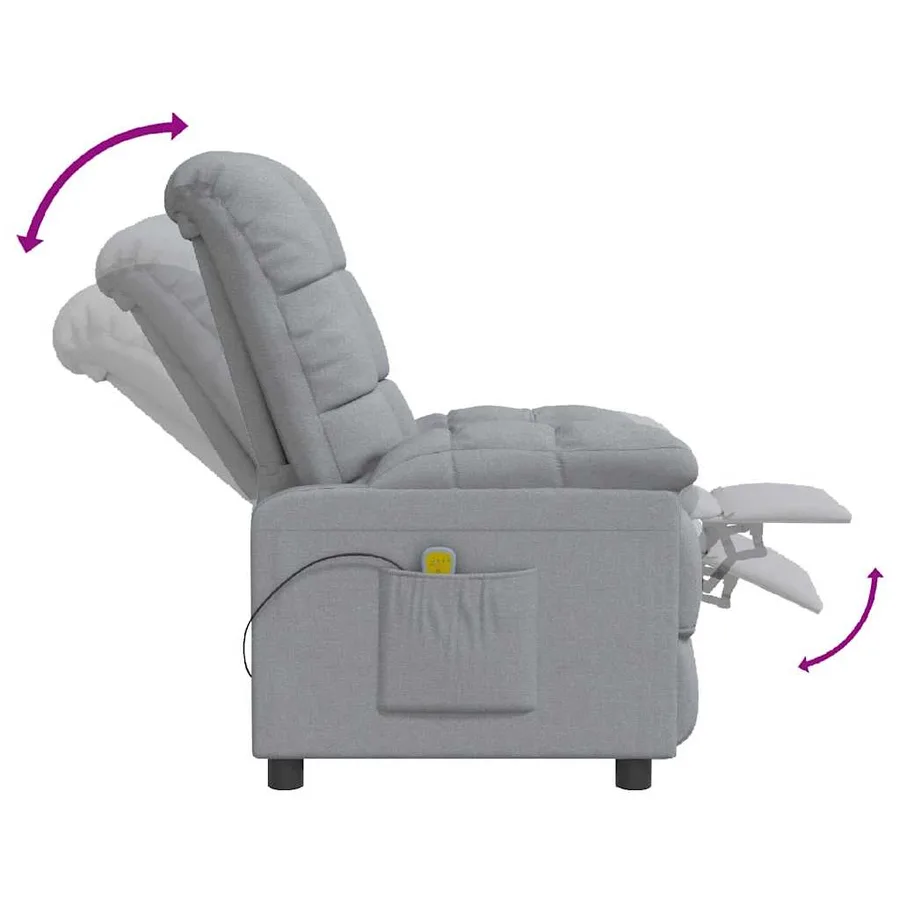 Fauteuil de massage Gris clair Tissu - 7