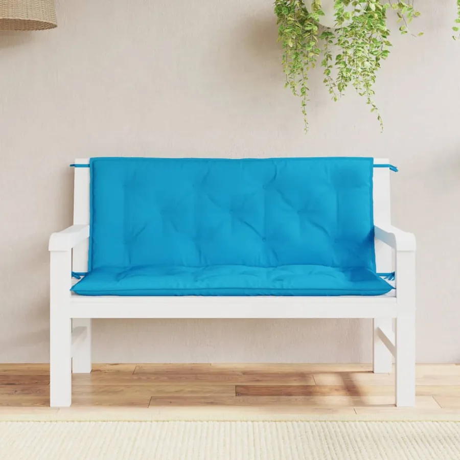 Coussins de banc de jardin lot de 2 bleu clair tissu Oxford