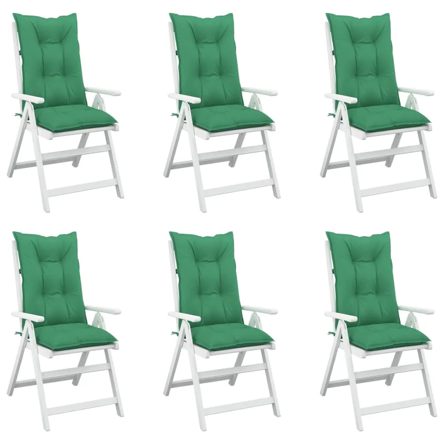 Coussins de chaise de jardin à dossier haut lot de 6 vert tissu - 3