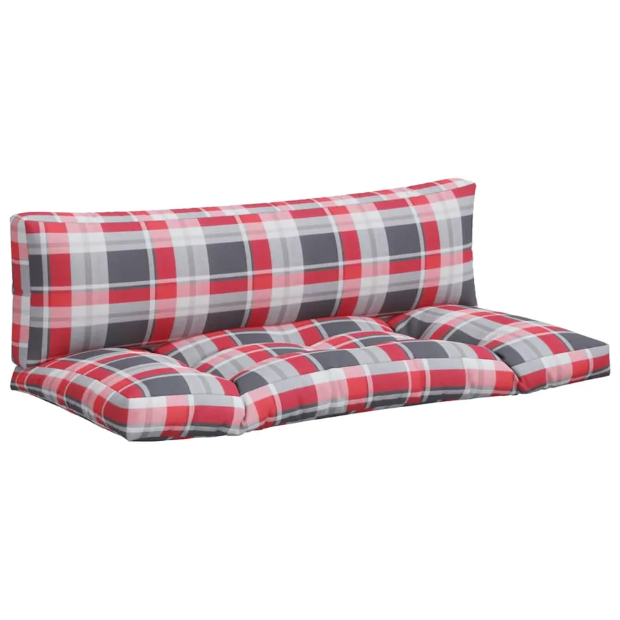 Coussins de palette 2 pcs carreaux rouges tissu - 2