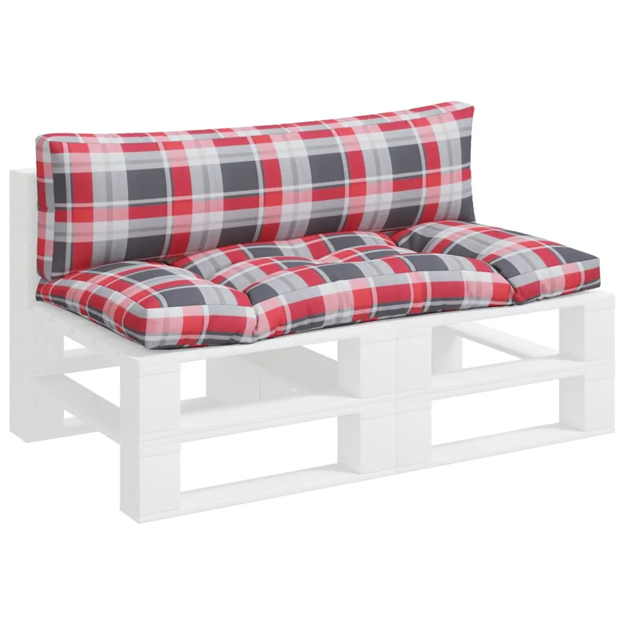 Coussins de palette 2 pcs carreaux rouges tissu - 3