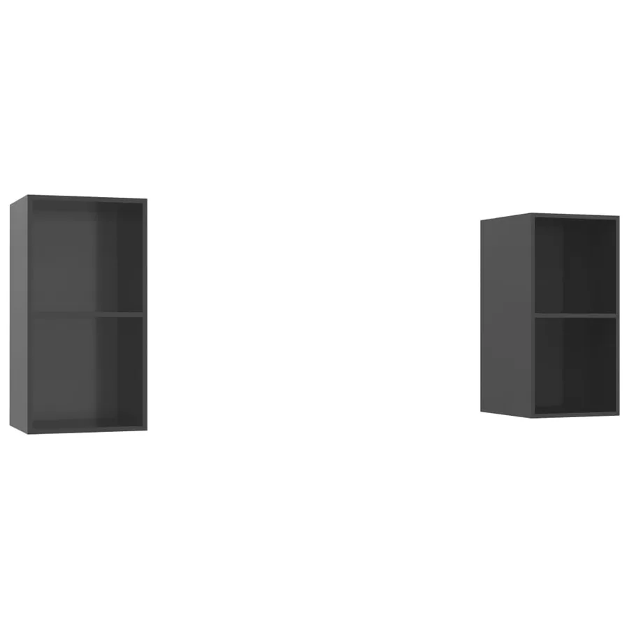 Meubles TV muraux 2 pcs Gris brillant Bois d'ingénierie - 2