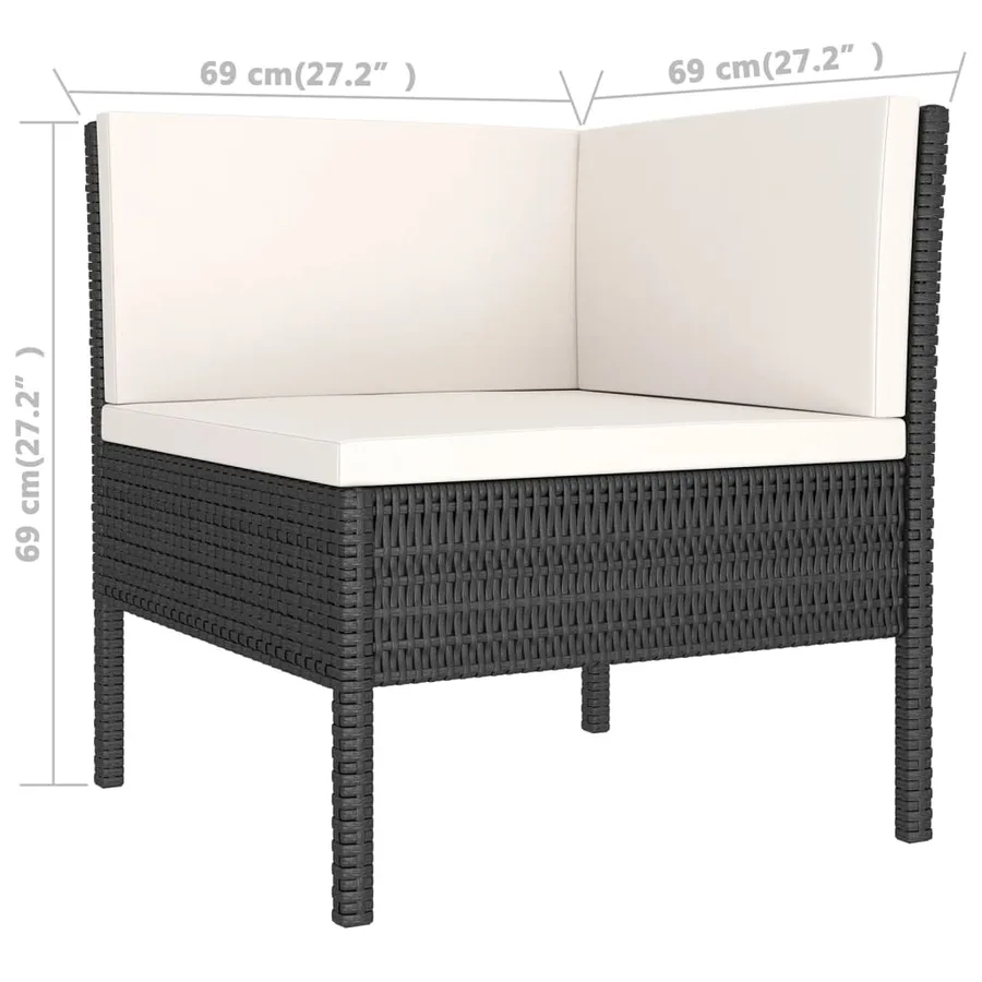 Salon de jardin 7 pcs avec coussins Résine tressée Noir - 9