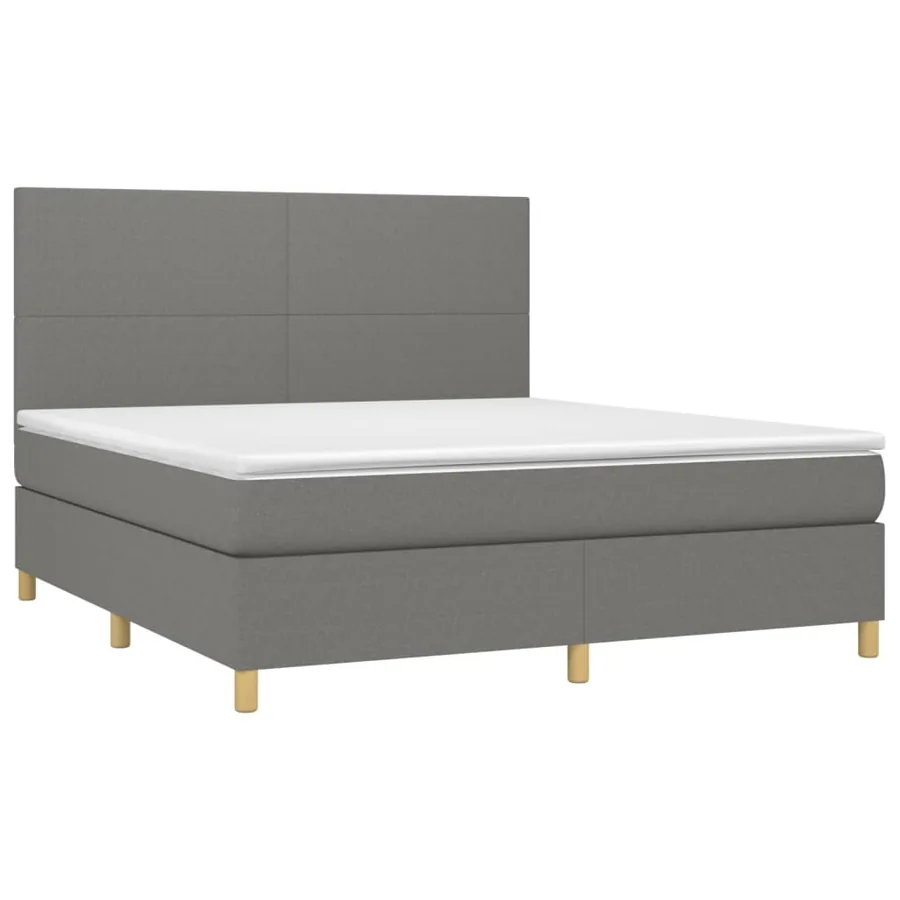 Sommier à lattes de lit et matelas et LED Gris foncé 180x200 cm - 3