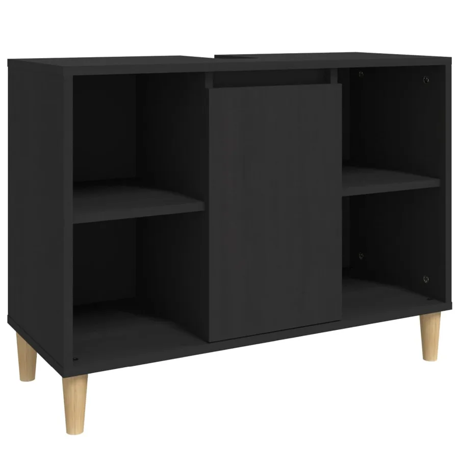 Meuble d'évier noir 80x33x60 cm bois d'ingénierie - 2