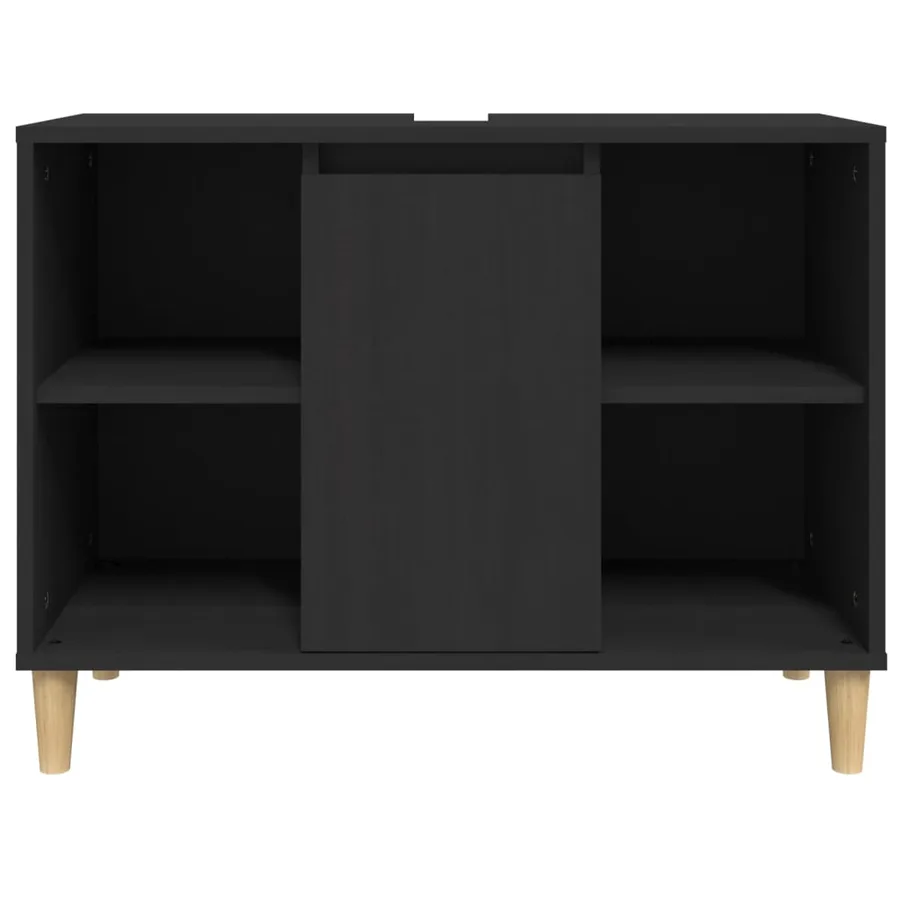 Meuble d'évier noir 80x33x60 cm bois d'ingénierie - 6