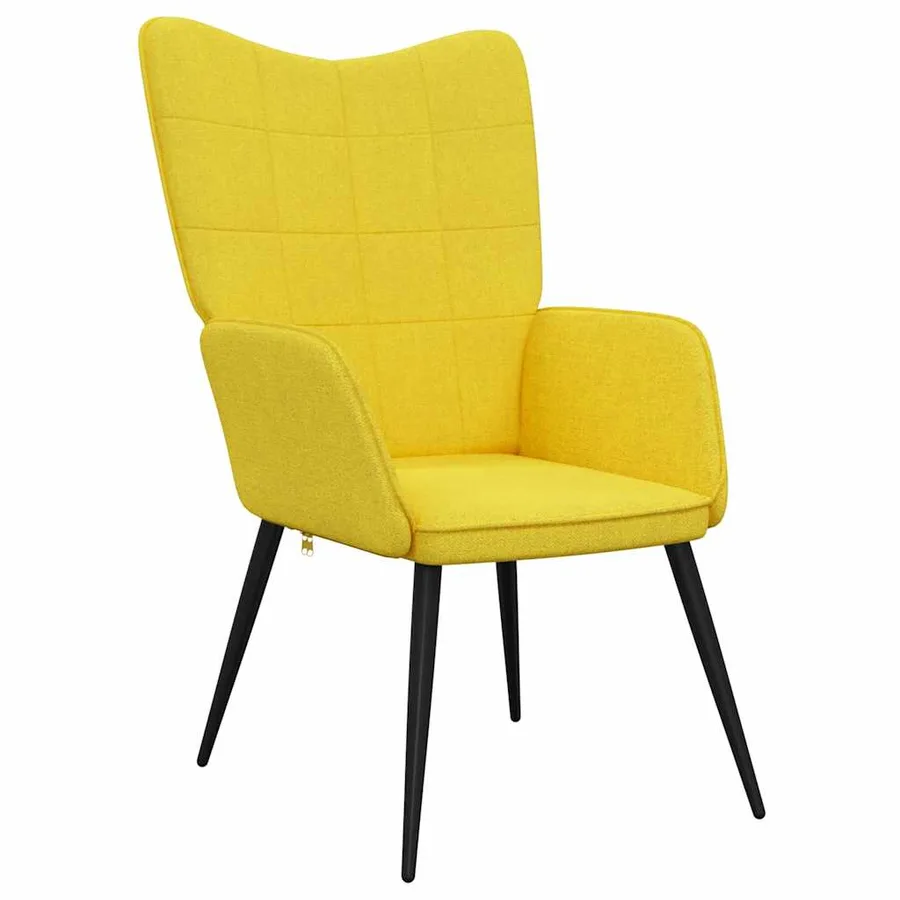 Chaise de relaxation avec tabouret Jaune moutarde Tissu - 7