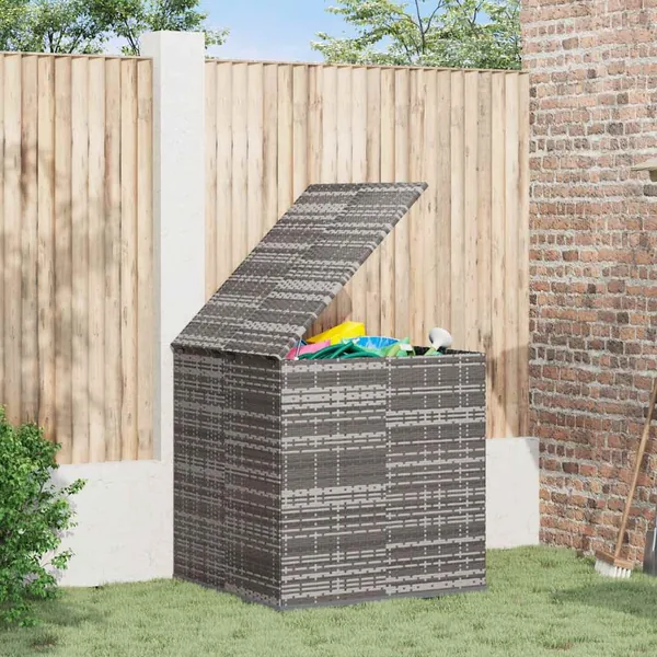 Boîte à coussins de jardin Résine tressée 100x97,5x104 cm Gris