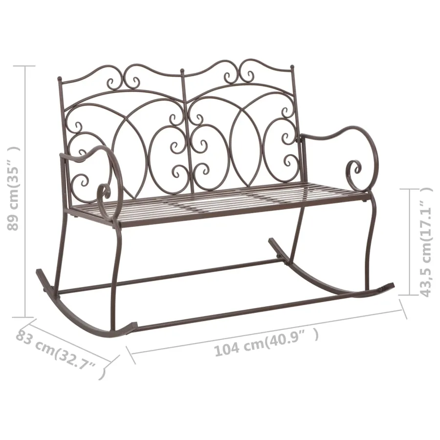 Banc de jardin 104 cm Fer Marron antique - 6