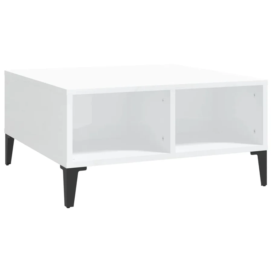 Table basse blanc brillant 60x60x30 cm bois d'ingénierie - 2