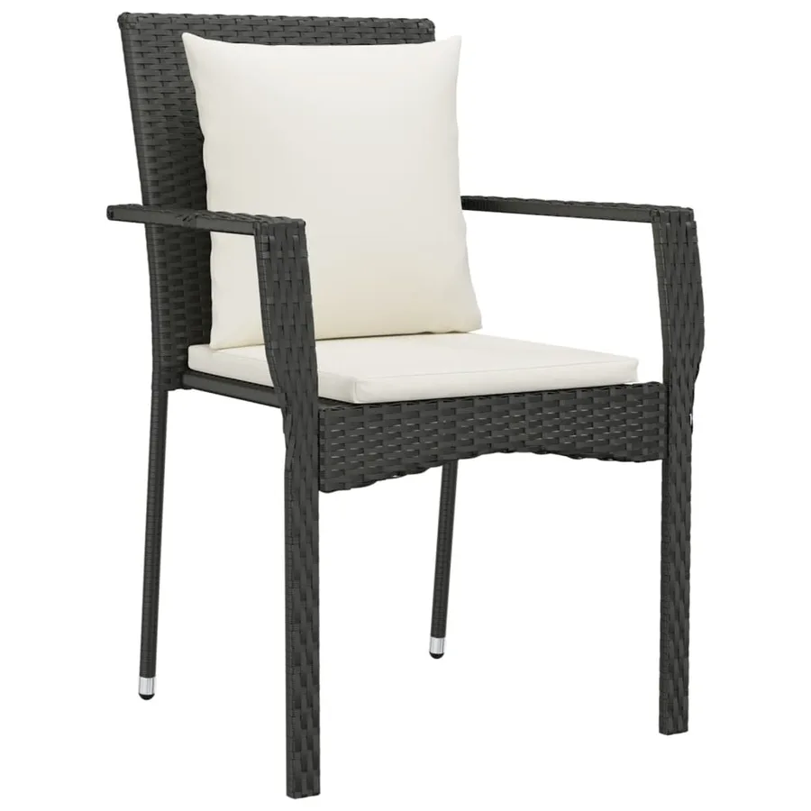 Ensemble à manger jardin 9pcs et coussins noir résine tressée - 5