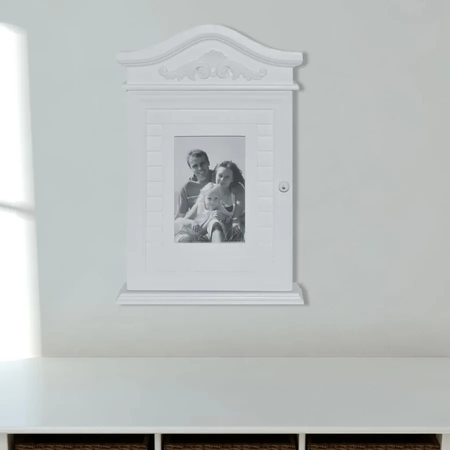 Armoire à clés avec cadre photo Blanc - 4
