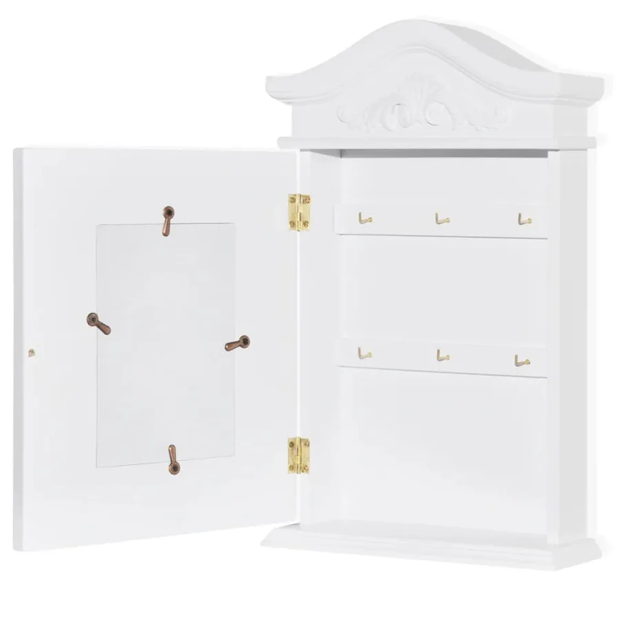 Armoire à clés avec cadre photo Blanc - 5