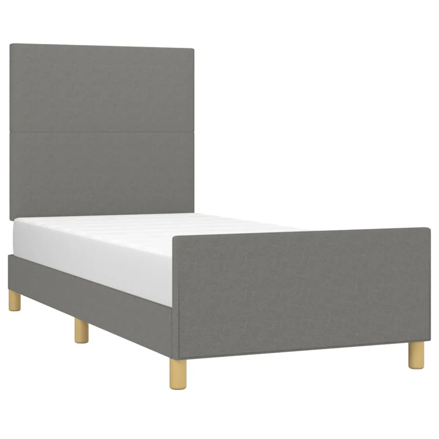 Cadre de lit sans matelas gris foncé 90x200 cm tissu - 3