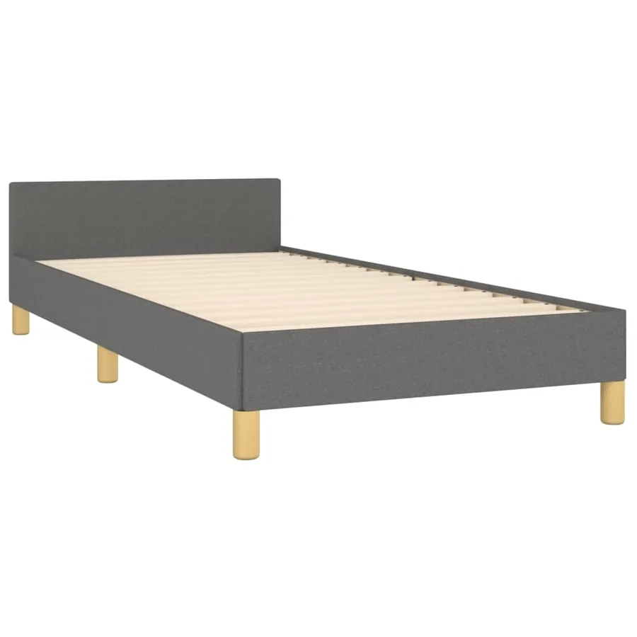 Cadre de lit sans matelas gris foncé 90x200 cm tissu - 5