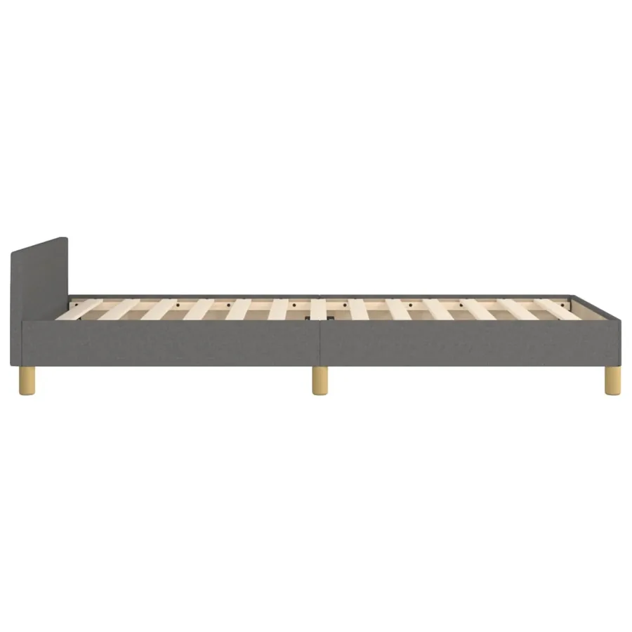 Cadre de lit sans matelas gris foncé 90x200 cm tissu - 7