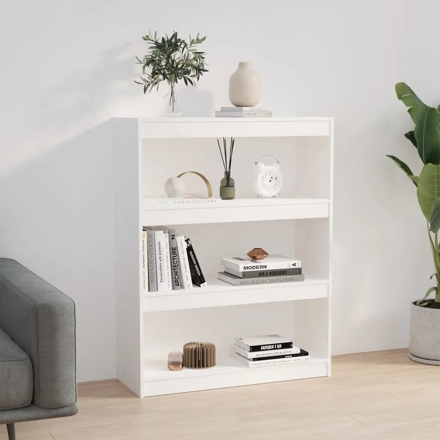 Bibliothèque/Séparateur de pièce Blanc 80x30x103,5cm Pin massif - 4