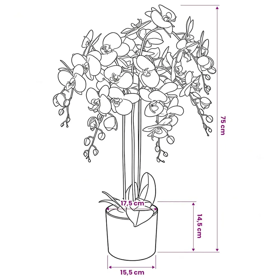 Plante artificielle avec pot Orchidée 75 cm Blanc - 3