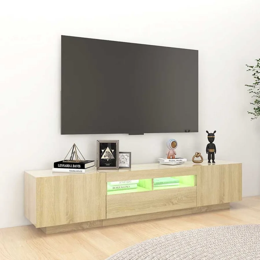 Meuble TV avec lumières LED Chêne sonoma 180x35x40 cm - 3
