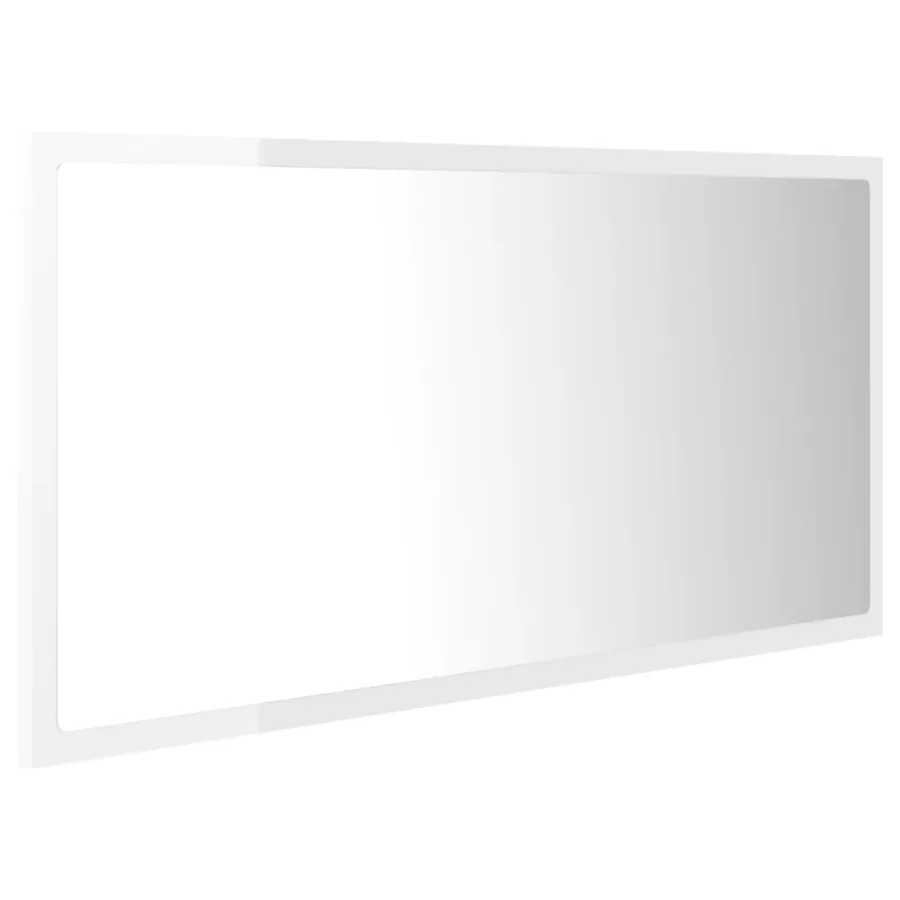 Miroir à LED de bain Blanc brillant 90x8,5x37 cm Acrylique - 4