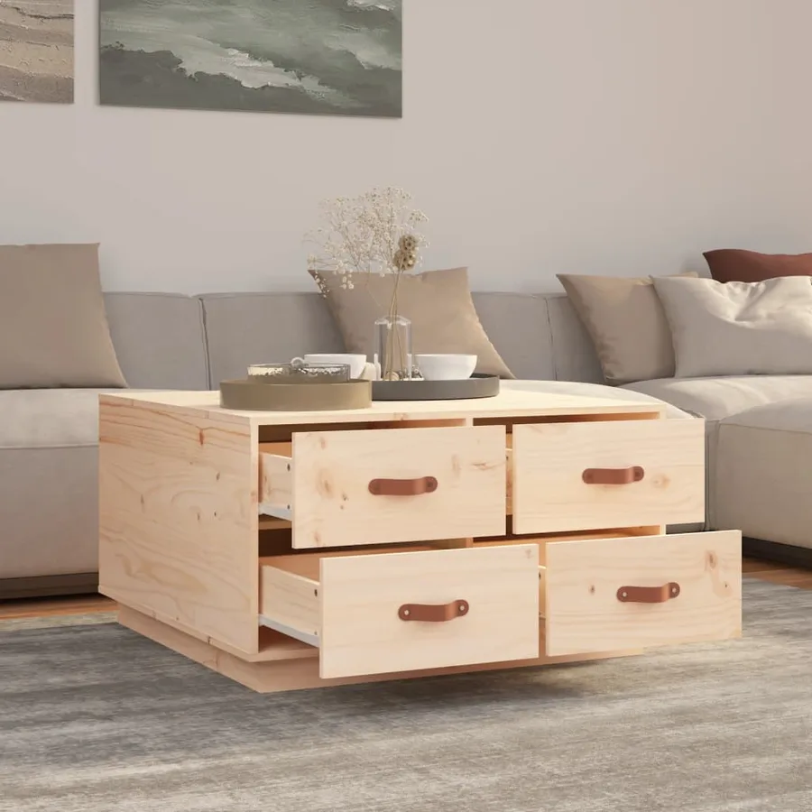 Table basse 80x80x45 cm Bois massif de pin - 4