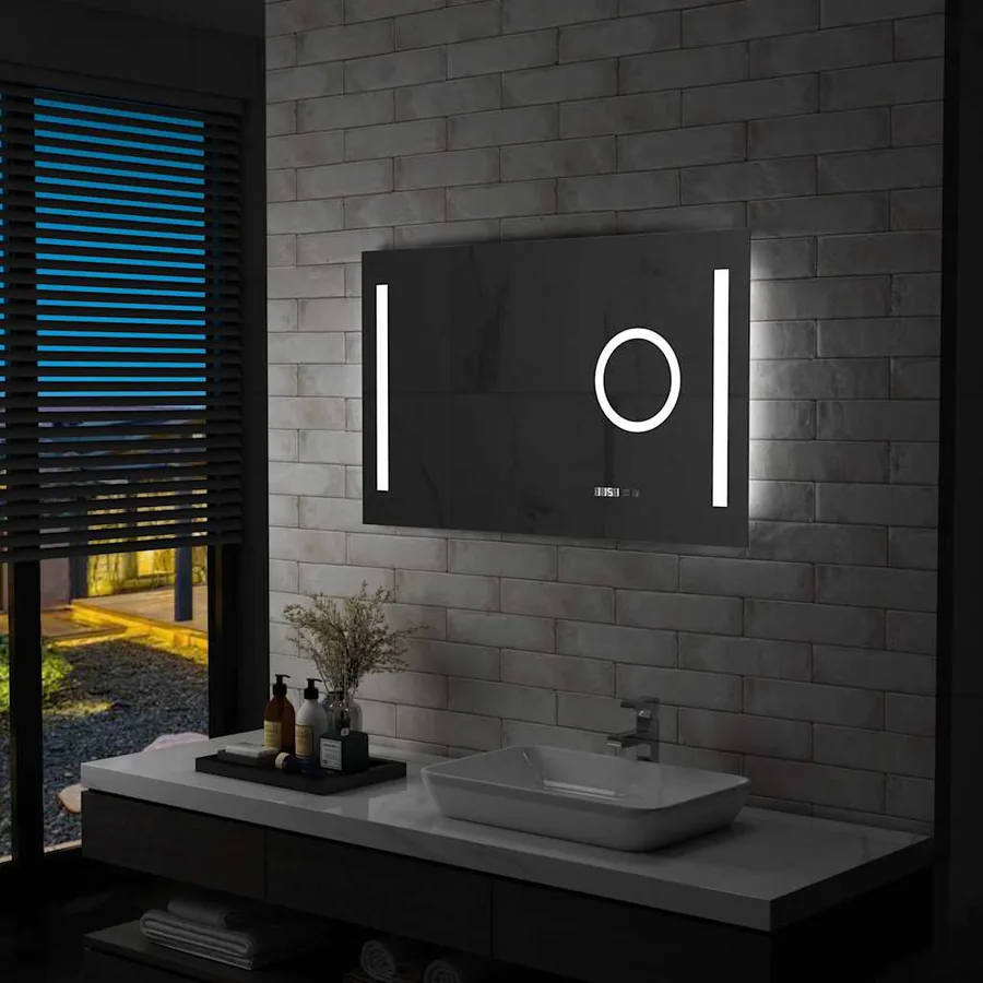 Miroir mural à LED de salle de bain et capteur tactile 100x60cm