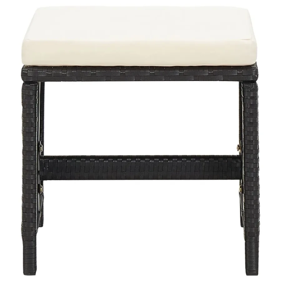 Tabourets de jardin lot de 4 avec coussins Résine tressée Noir - 3