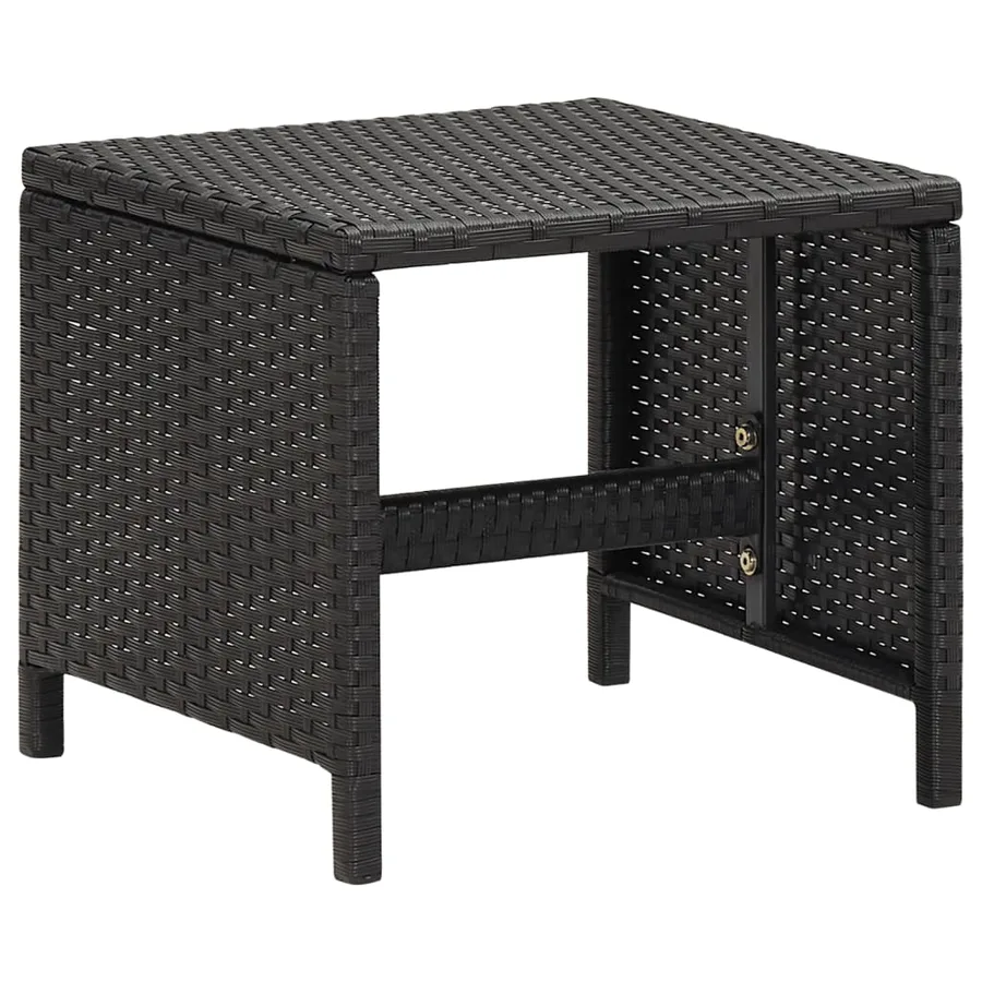Tabourets de jardin lot de 4 avec coussins Résine tressée Noir - 5