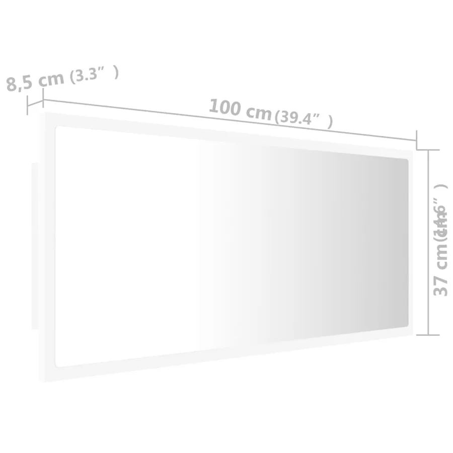 Miroir à LED de salle de bain Blanc 100x8,5x37 cm Acrylique - 12