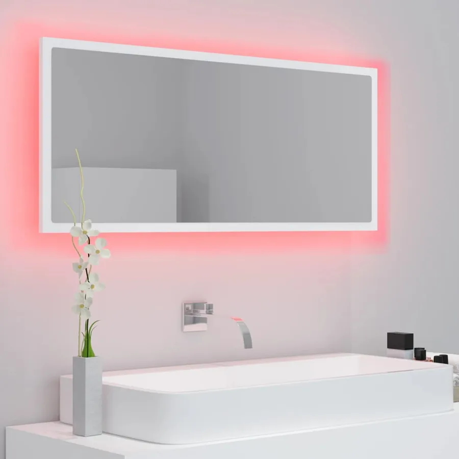 Miroir à LED de salle de bain Blanc 100x8,5x37 cm Acrylique - 5