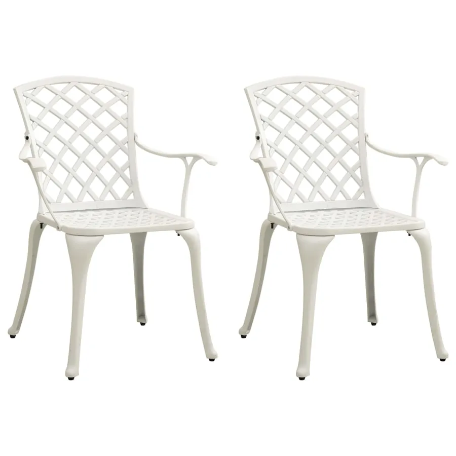 Chaises de jardin lot de 2 Aluminium coulé Blanc
