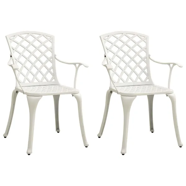 Chaises de jardin lot de 2 Aluminium coulé Blanc