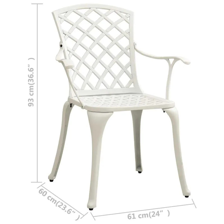 Chaises de jardin lot de 2 Aluminium coulé Blanc - 8