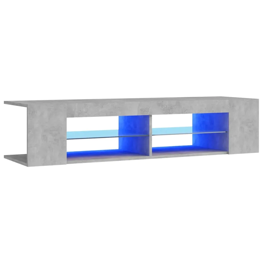 Meuble TV avec lumières LED gris béton 135x39x30 cm - 2