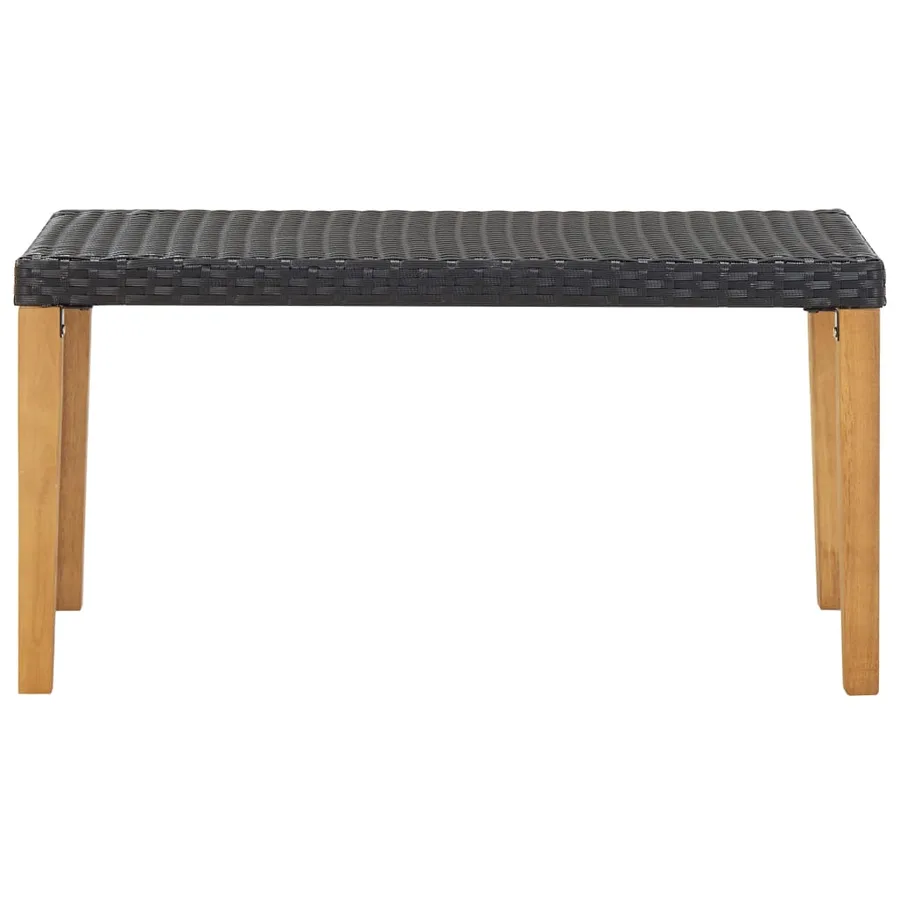 Banc de jardin 120 cm Noir Résine tressée et bois d'acacia - 2