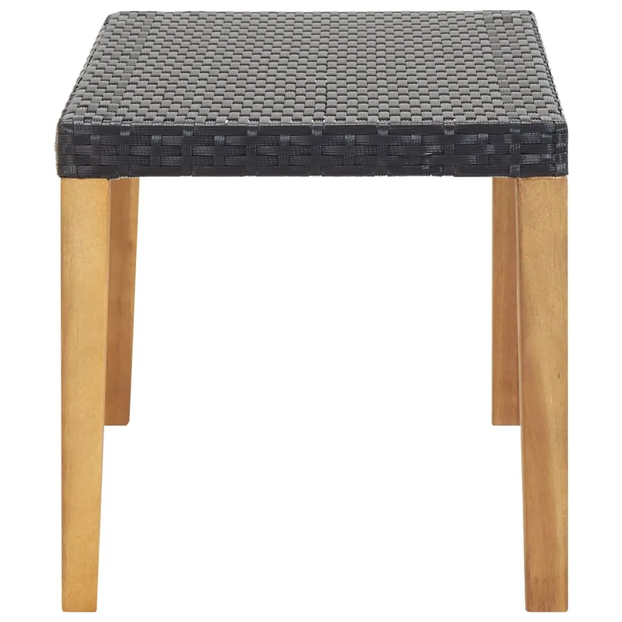 Banc de jardin 120 cm Noir Résine tressée et bois d'acacia - 3