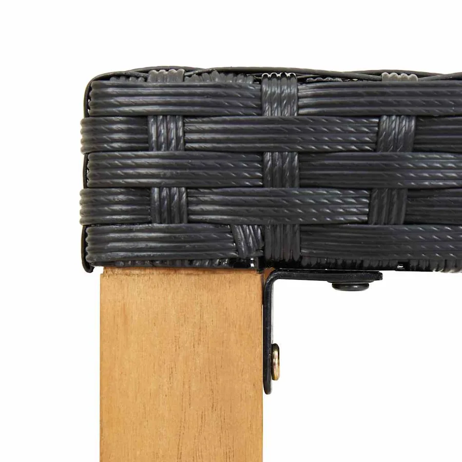 Banc de jardin 120 cm Noir Résine tressée et bois d'acacia - 4