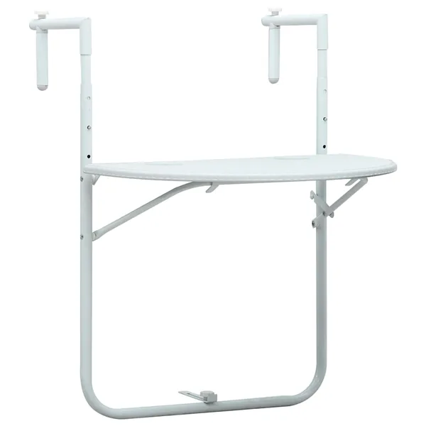 Table de balcon Blanc 60x64x83,5 cm Plastique Aspect de rotin