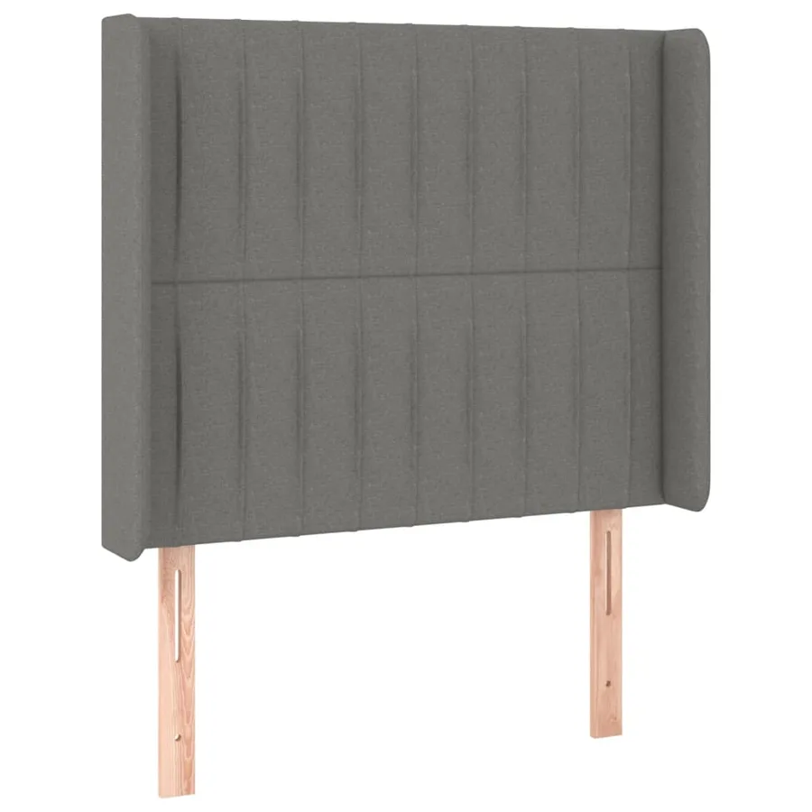 Tête de lit avec oreilles Gris foncé 103x16x118/128 cm Tissu - 2