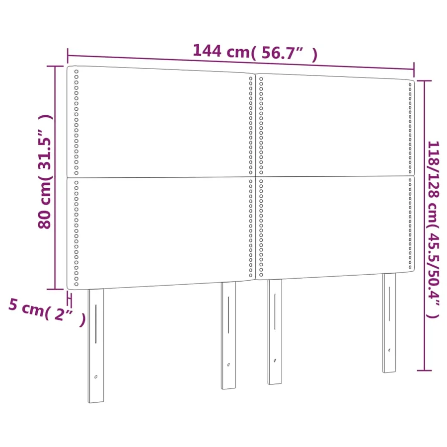 Tête de lit Gris clair 144 x 5 x 118/128 cm Velours - 8