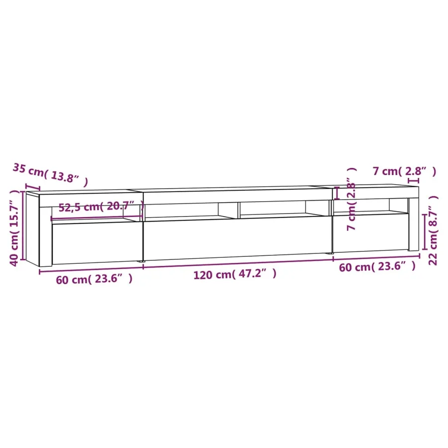 Meuble TV avec lumières LED Sonoma gris 240x35x40 cm - 12