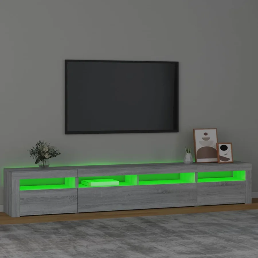 Meuble TV avec lumières LED Sonoma gris 240x35x40 cm - 4