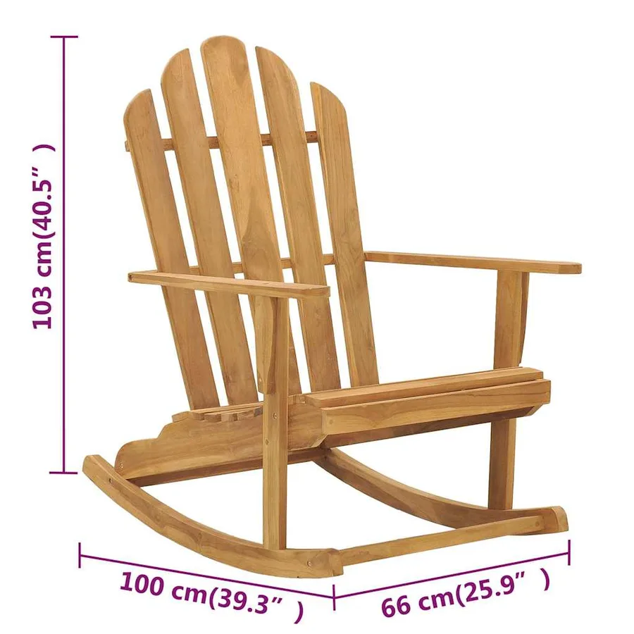 Chaises à bascule Adirondack lot de 2 Bois de teck massif - 7