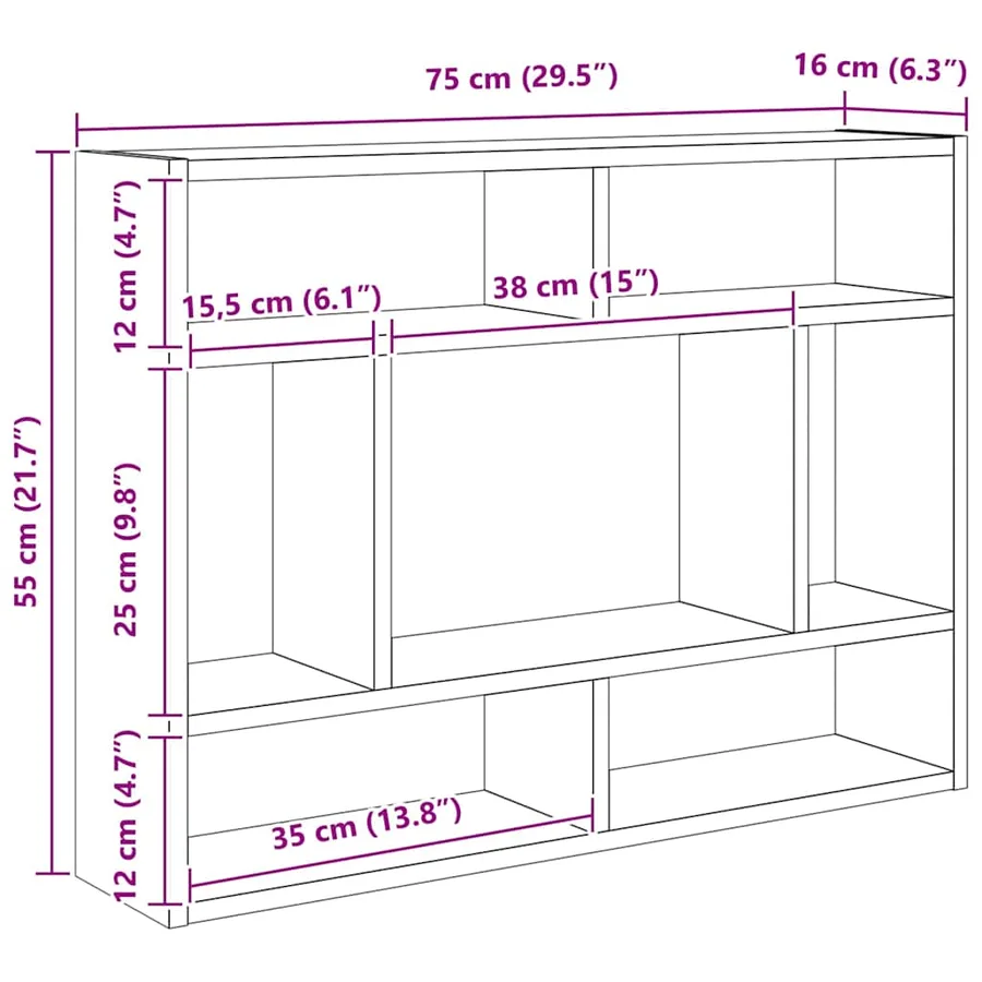 Étagère murale Chêne fumé 75x16x55 cm Bois d'ingénierie - 10