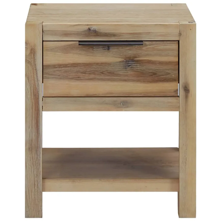 Table de chevet avec tiroir 40x30x48 cm Bois d'acacia solide - 3