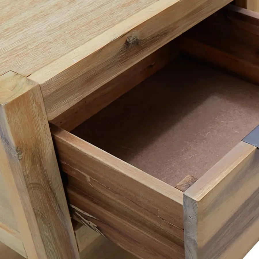 Table de chevet avec tiroir 40x30x48 cm Bois d'acacia solide - 5