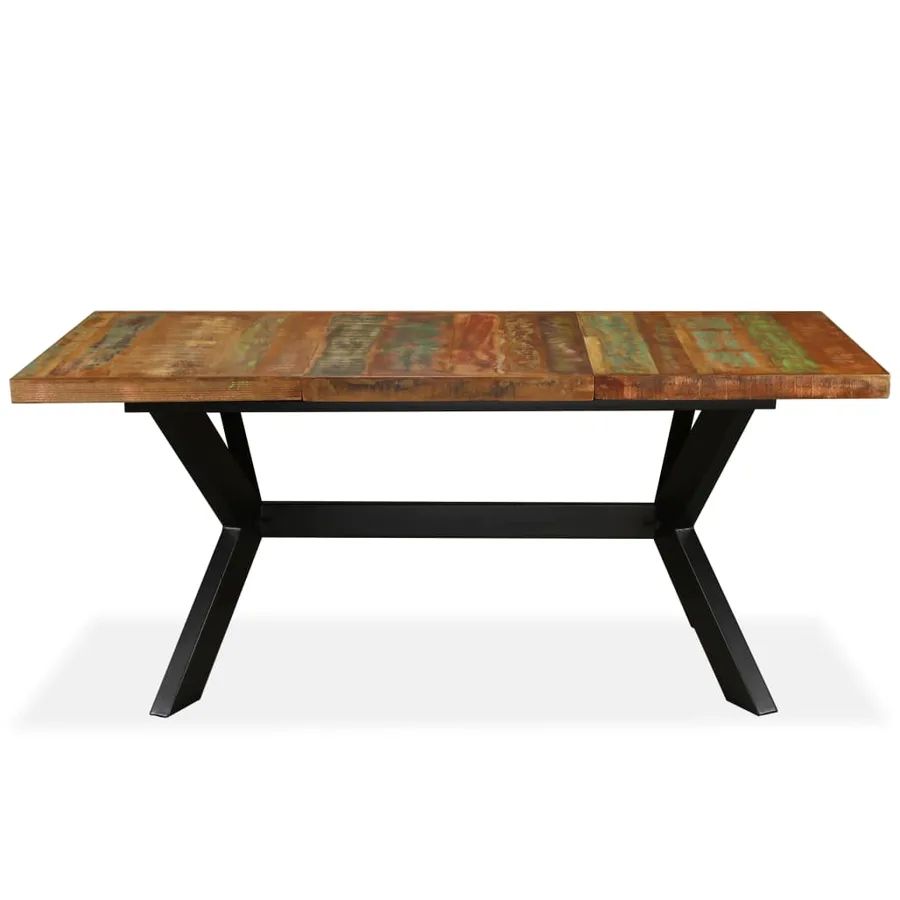 Table à manger Bois récupération massif et croix en acier 180cm - 4
