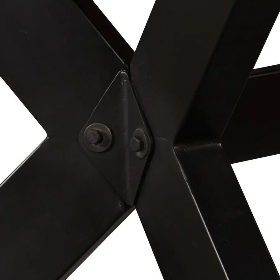 Table à manger Bois récupération massif et croix en acier 180cm - 6